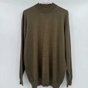 Maxini Collezione Sweater Men XXL Green Knit Pullover Wool Blend Long Sleeve